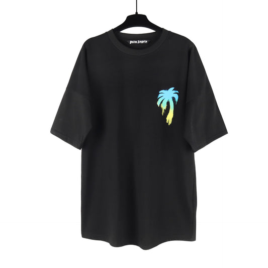 Palm Angel Gradient Letters Coconut Tree Printed T Shirt