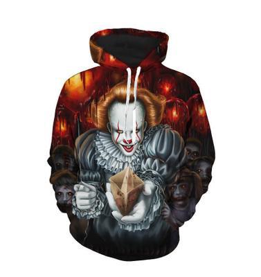 Halloween New Stephen king's it 3D Sweater digital printing Unisex hooded fir sweater joker - product image 3