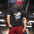 Fitness T-shirt Men's Cotton Round Neck Printed Slim Fit Gym T Shirt