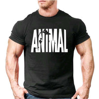 Muscle Leisure Brothers Fitness Exercise T-shirt Running Letters Animal Gym T Shirt