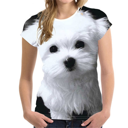 Fitspi Fashion Lovely Dog 3D Print Women Ladies Girls T-Shirt Animal Harajuku Round Neck Short Sleeve Unisex Summer Tops & Tees XXS-6XL - product image 1