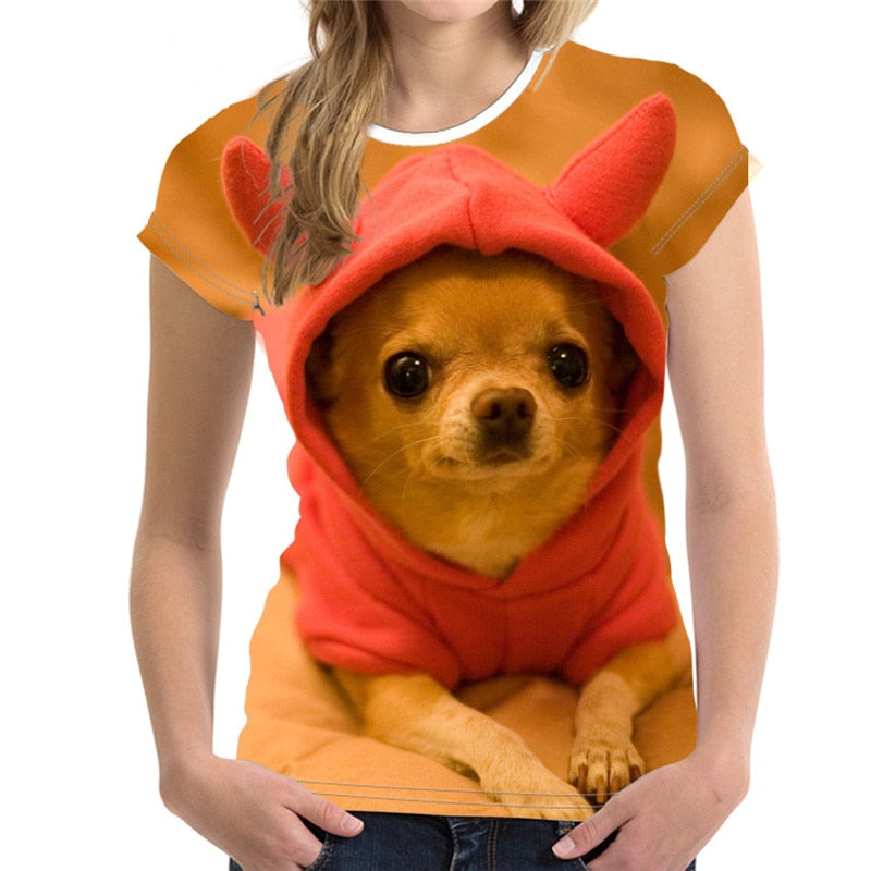 Fitspi Fashion Lovely Dog 3D Print Women Ladies Girls T-Shirt Animal Harajuku Round Neck Short Sleeve Unisex Summer Tops & Tees XXS-6XL - product image 6