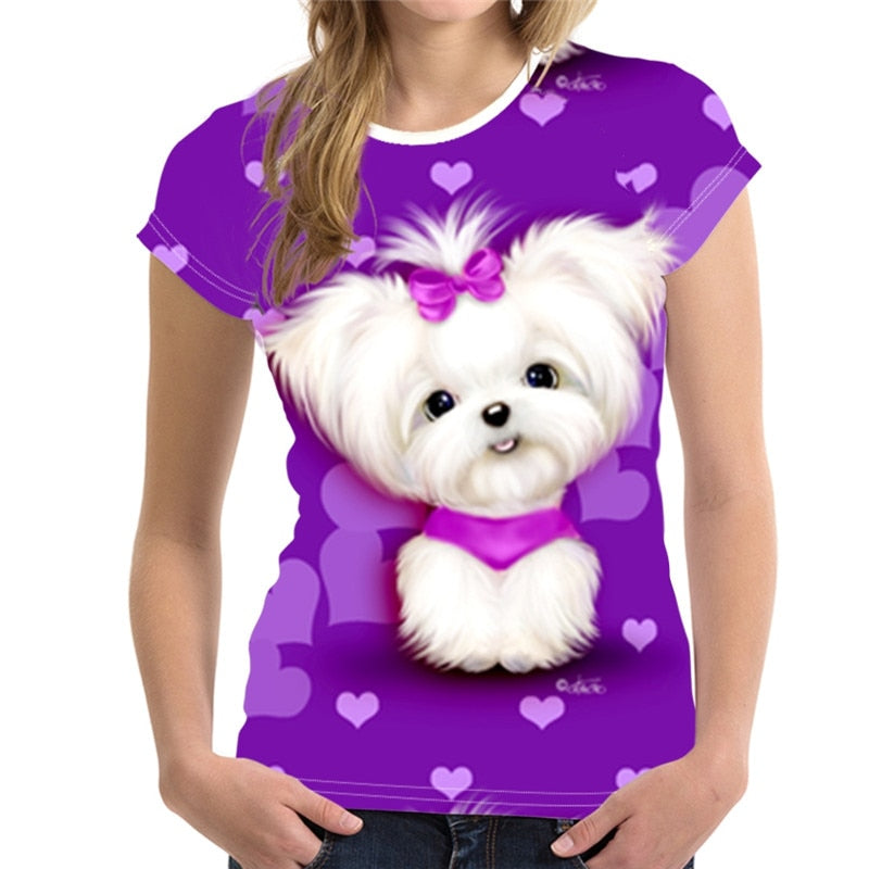 Fitspi Fashion Lovely Dog 3D Print Women Ladies Girls T-Shirt Animal Harajuku Round Neck Short Sleeve Unisex Summer Tops & Tees XXS-6XL - product image 5
