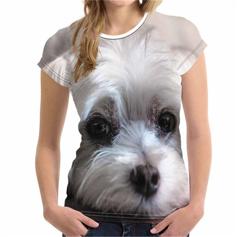 Fitspi Fashion Lovely Dog 3D Print Women Ladies Girls T-Shirt Animal Harajuku Round Neck Short Sleeve Unisex Summer Tops & Tees XXS-6XL - product image 2