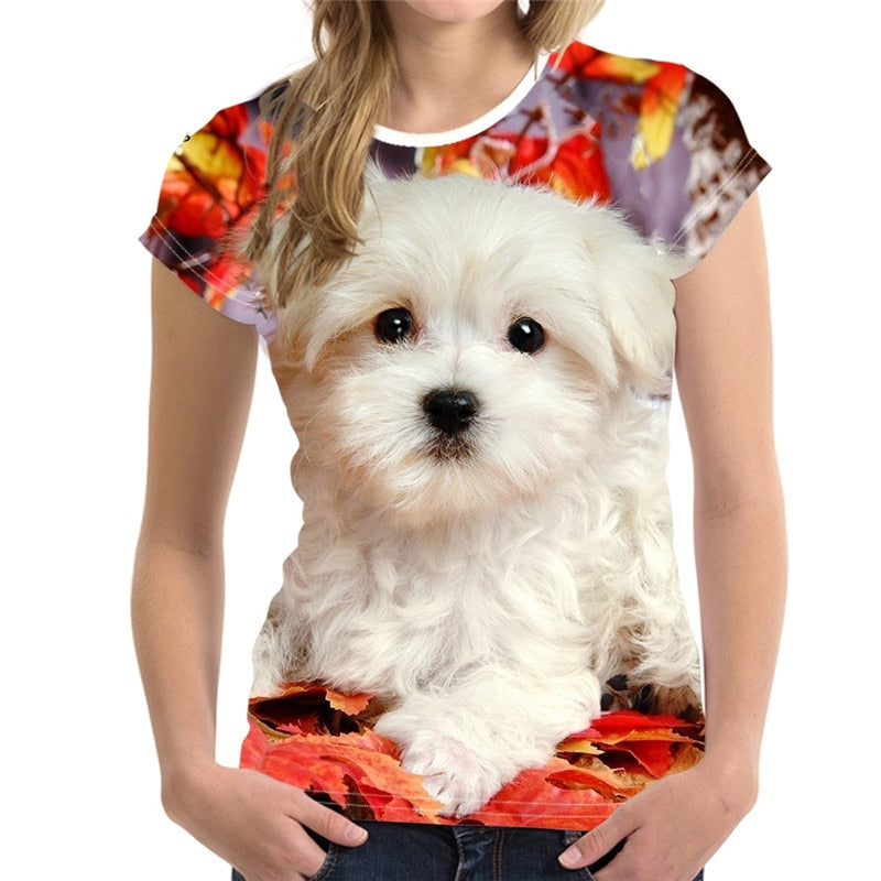 Fitspi Fashion Lovely Dog 3D Print Women Ladies Girls T-Shirt Animal Harajuku Round Neck Short Sleeve Unisex Summer Tops & Tees XXS-6XL - product image 3