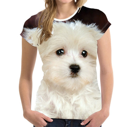 Fitspi Fashion Lovely Dog 3D Print Women Ladies Girls T-Shirt Animal Harajuku Round Neck Short Sleeve Unisex Summer Tops & Tees XXS-6XL - product image 4