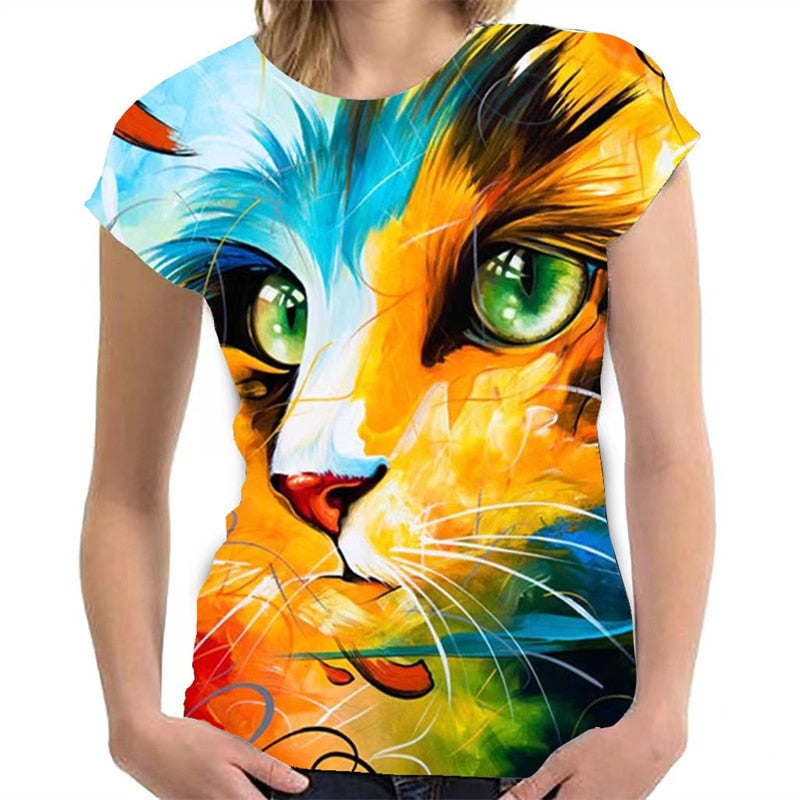 Women 3D Cat Printed T Shirts - product image 5