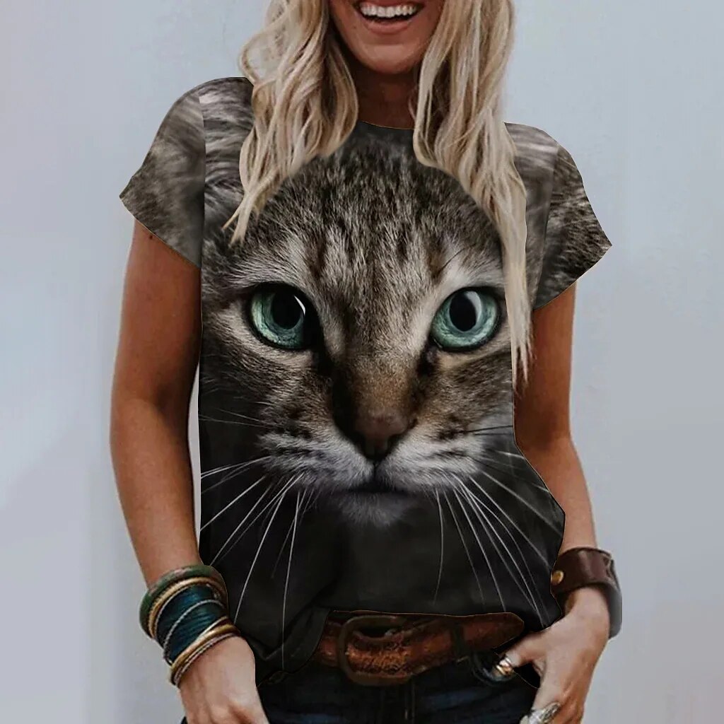 Women 3D Cat Printed T Shirts - product image 105