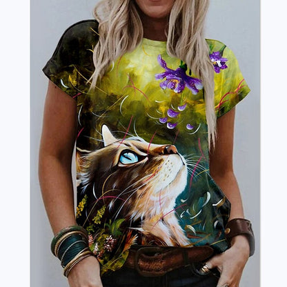 Women 3D Cat Printed T Shirts - product image 30