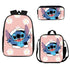 Stitch backpack schoolbag Anime lunch bag 3D Pencil case set