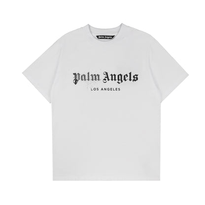 Palm Angels Rhinestone Letter Hip Hop T Shirt