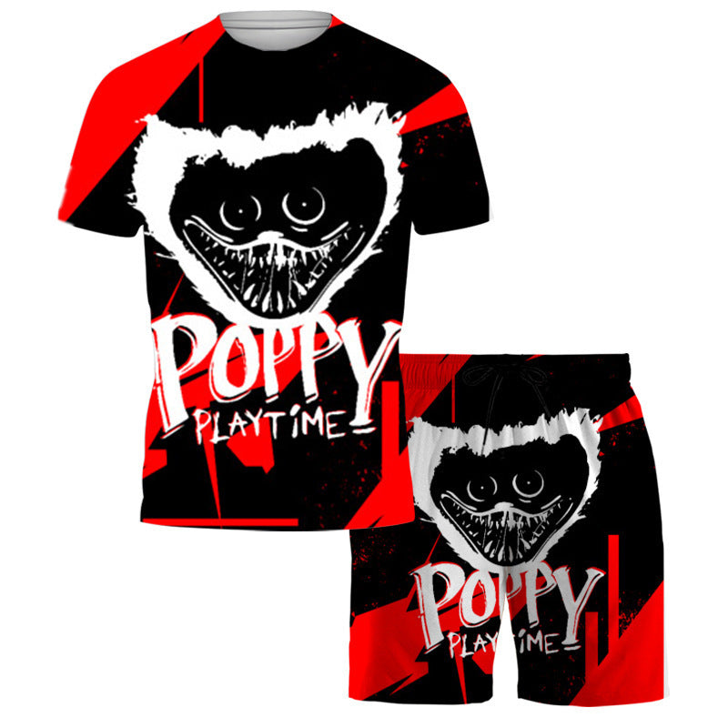 Poppy Playtime 3d Printed Children's Short Sleeve For Adult Beach Pants Suit Set