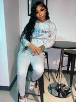 Palm Angel Letter Printing Velvet Tracksuit Set Hoodie Jogger Set