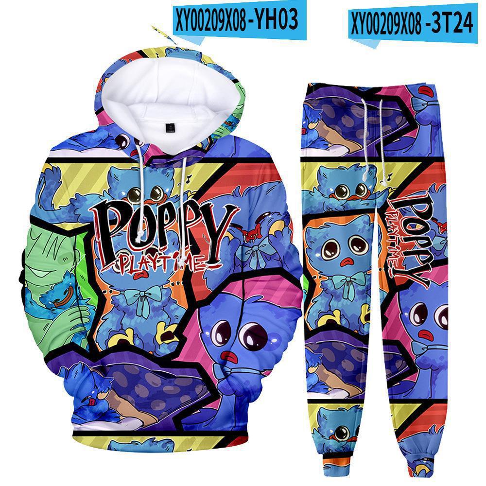 Poppy Playtime Bobbi's Game Time Hoodie Sweater Casual Jogger Pants Two-piece Set