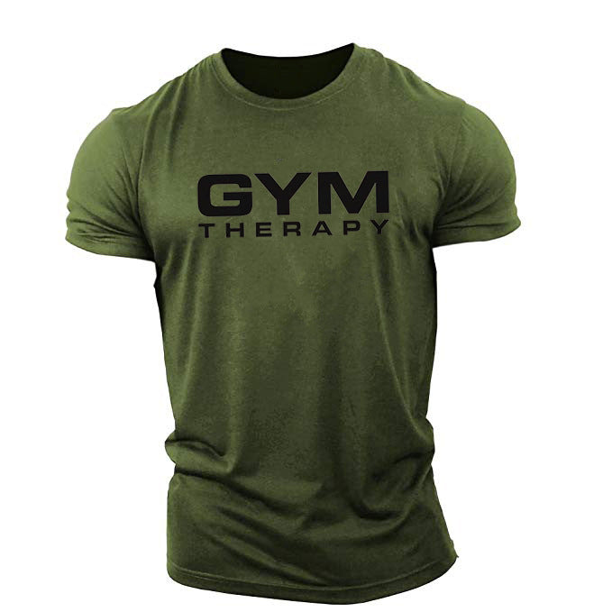 Gym Printed Cotton Exercise Short Sleeve Loose Collar Sports T-Shirt Gym T-Shirt - product image 4