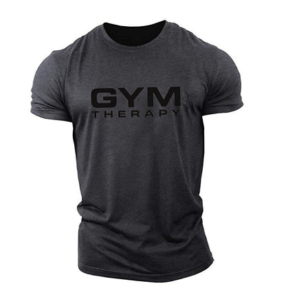 Gym Printed Cotton Exercise Short Sleeve Loose Collar Sports T-Shirt Gym T-Shirt - product image 3
