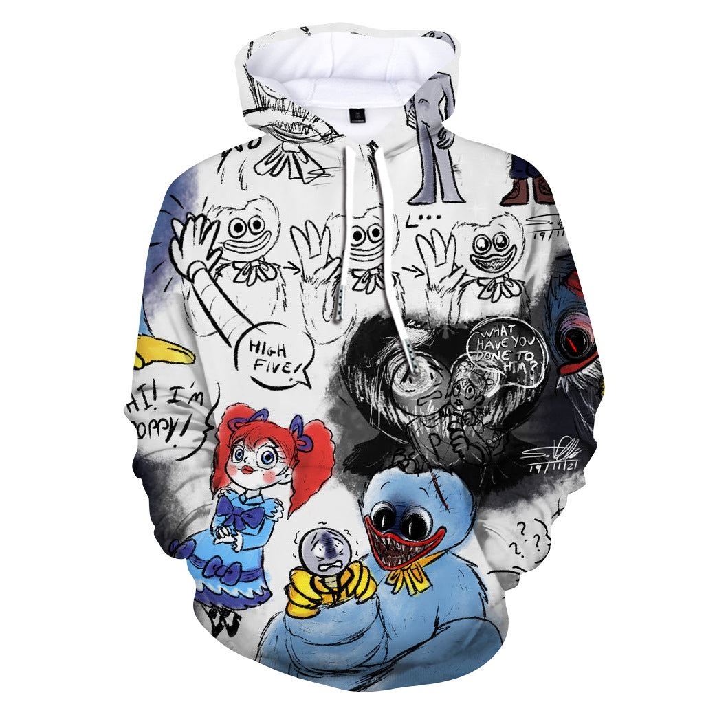 Poppy Playtime 3d Digital Printed Hoodie Bobby's Game Time Sweater Sweatshirt Pullover