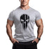 Skull Round Neck Cotton Muscle Workout Body Building  T-shirt Exercise Gym T Shirt