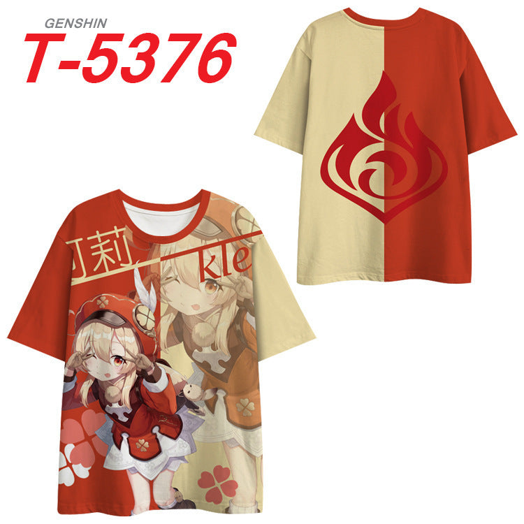 Fitspi Wholesale hot sale Original God surrounding the gameTT-shirt printed top full color Carved Qing Dada short sleeve loose half sleeve