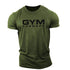 Gym Printed Cotton  Exercise Short Sleeve Loose Collar Sports  T-shirt Gym T Shirt