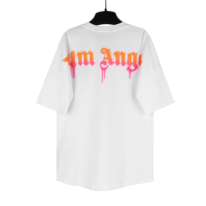 Palm Angel Gradient Letters Coconut Tree Printed  T Shirt