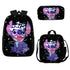 Stitch backpack schoolbag Anime lunch bag 3D Pencil case set