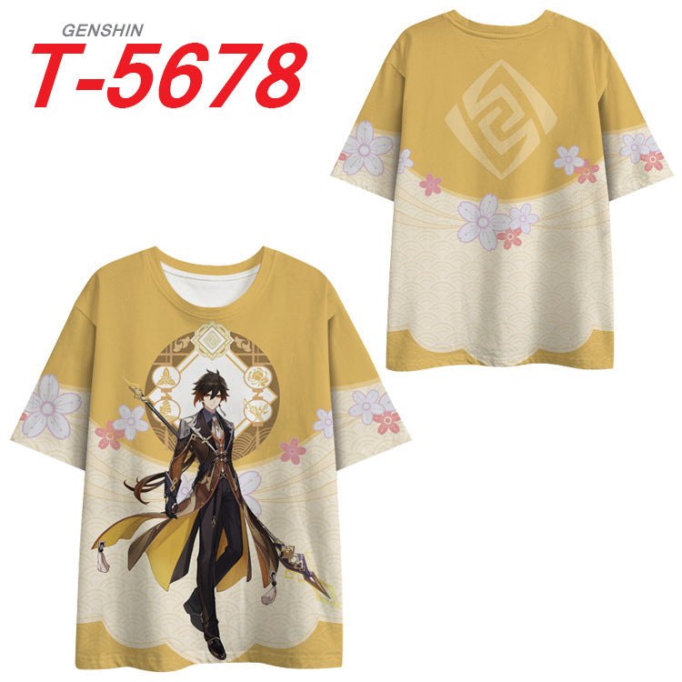 Fitspi Wholesale hot sale Original God surrounding the gameTT-shirt printed top full color Carved Qing Dada short sleeve loose half sleeve