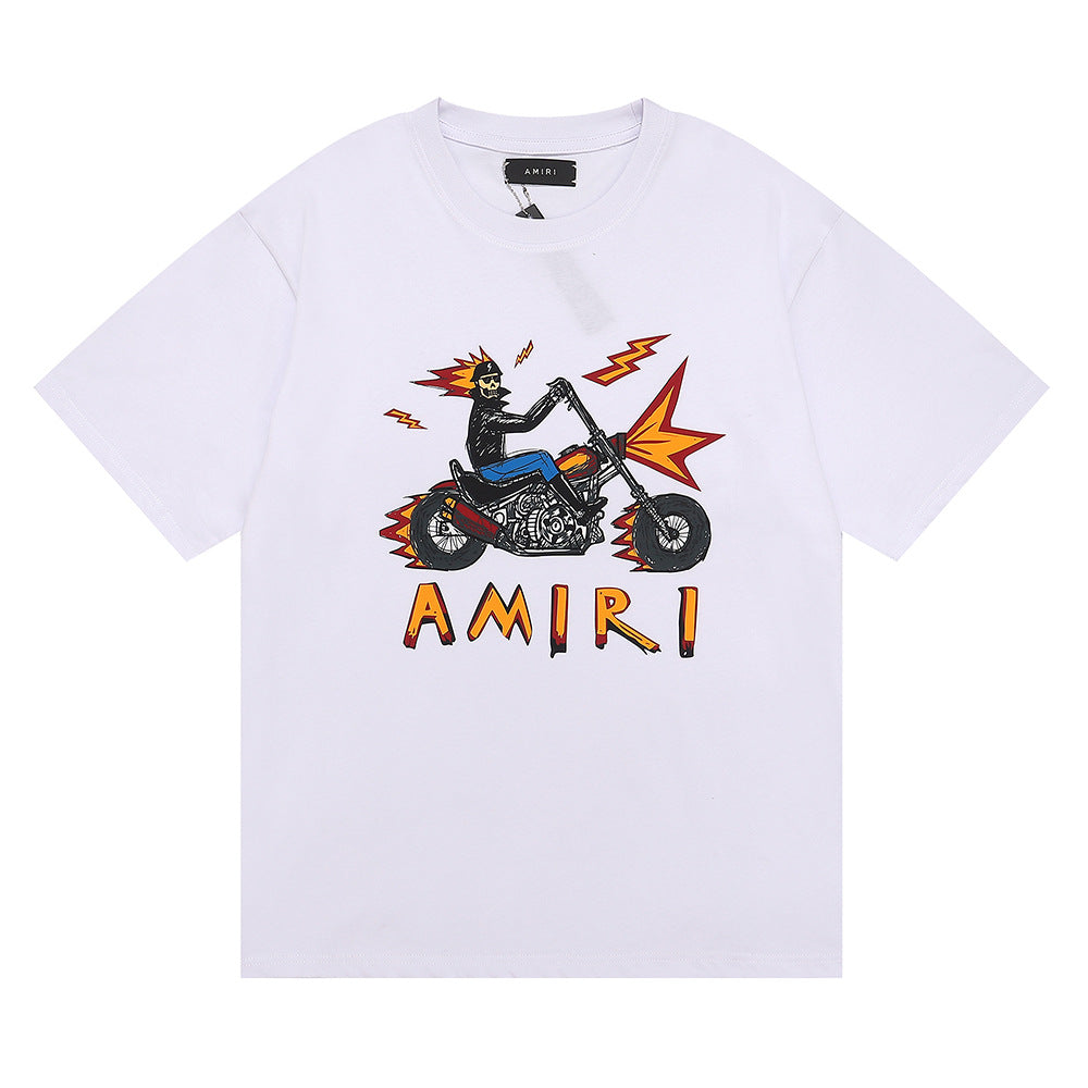 Amiri Motorcycle Skull Evil Spirit Knight T Shirt