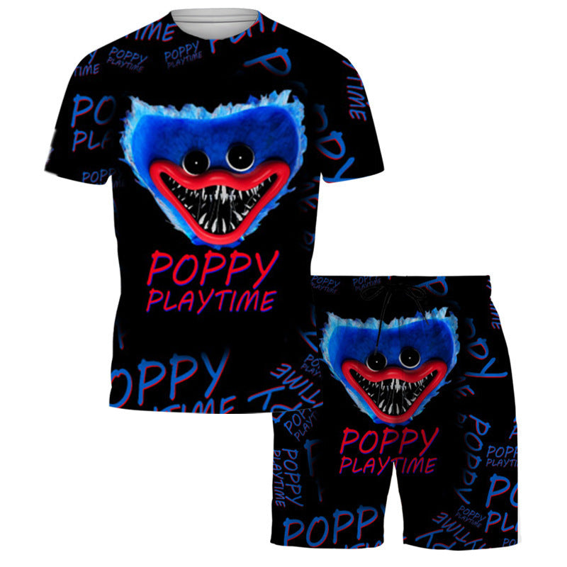 Poppy Playtime 3d Printed Children's Short Sleeve For Adult Beach Pants Suit Set