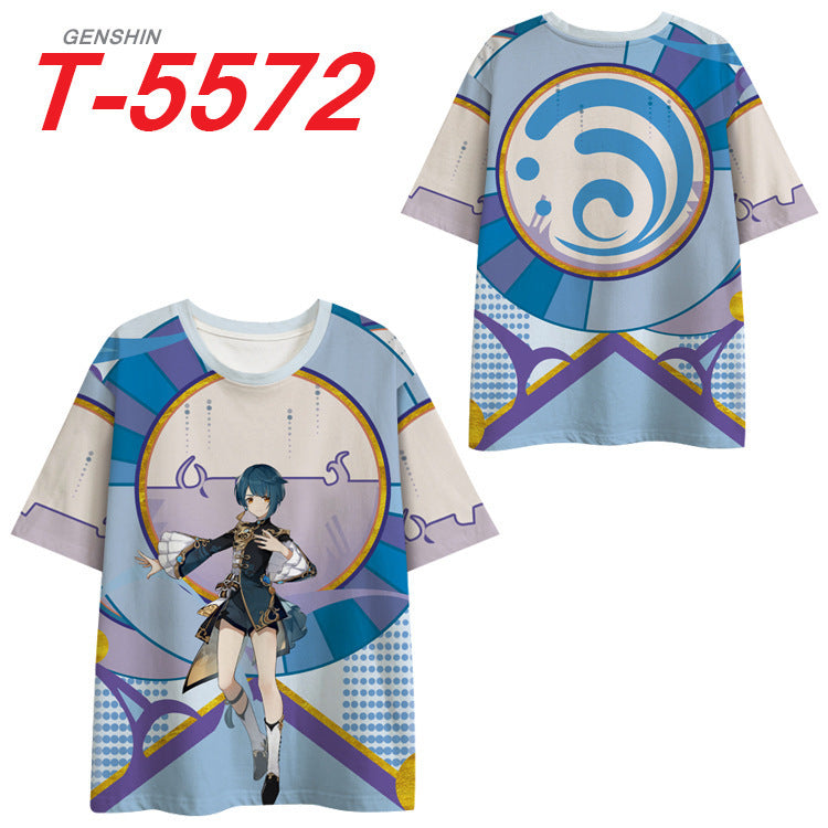 Fitspi Wholesale hot sale Original God surrounding the gameTT-shirt printed top full color Carved Qing Dada short sleeve loose half sleeve