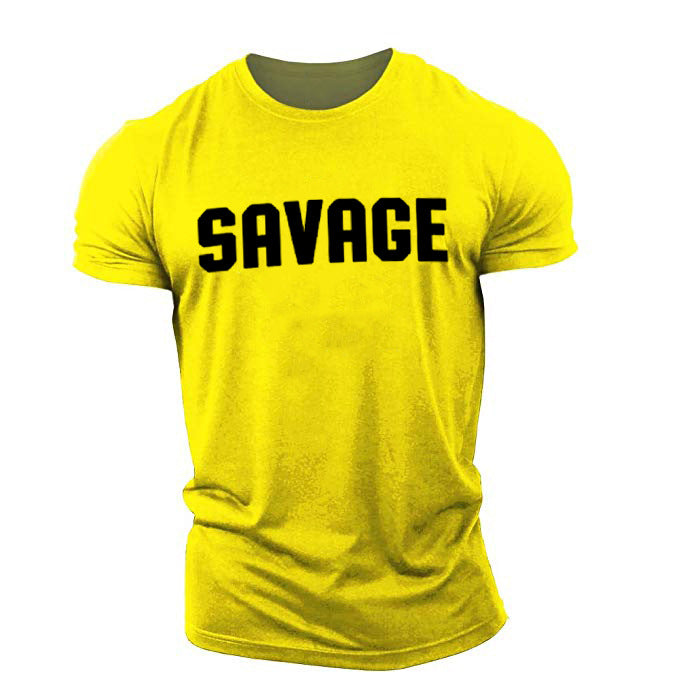 Sports Perspiration Absorbing Cotton Running Letter Basketball Training Gym T-shirt