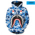 Bape Shark Hoodie 3d Printed Ape Sweatshirt Pullover