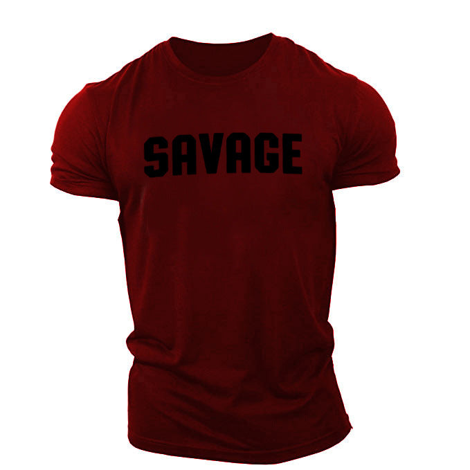Sports Perspiration Absorbing Cotton Running Letter Basketball Training Gym T-shirt