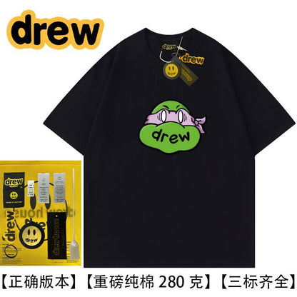 DREW HUSSRY Ninja smiley face loose Justin Biber coupleins Pure cotton half sleevet T-Shirt - product image 3