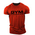 Gym Printed Cotton  Exercise Short Sleeve Loose Collar Sports  T-shirt Gym T Shirt