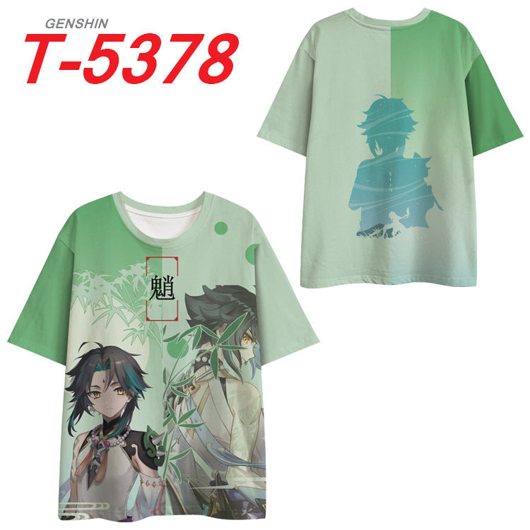 Fitspi Wholesale hot sale Original God surrounding the gameTT-shirt printed top full color Carved Qing Dada short sleeve loose half sleeve