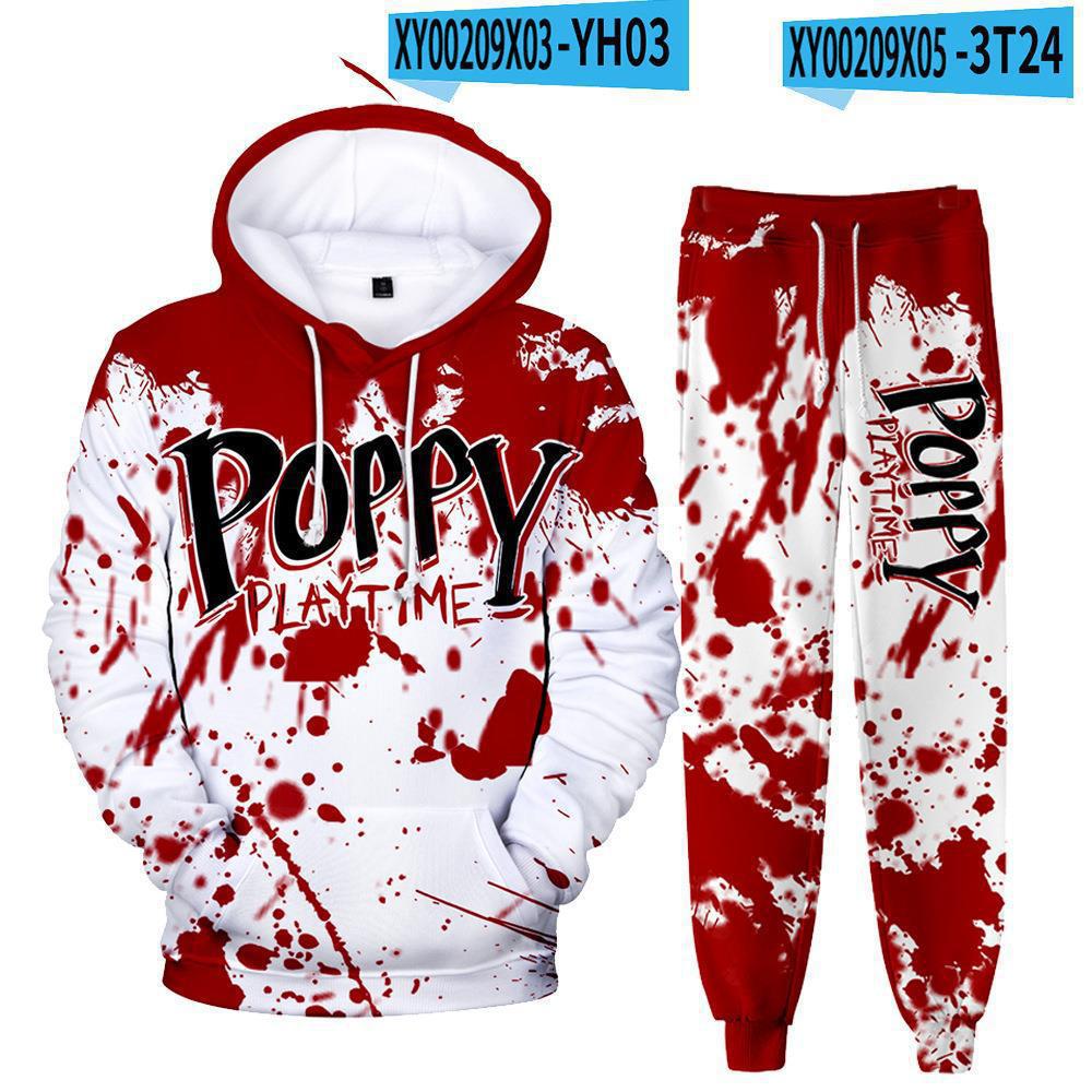 Poppy Playtime Bobbi's Game Time Hoodie Sweater Casual Jogger Pants Two-piece Set