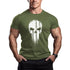 Skull Round Neck Cotton Muscle Workout Body Building  T-shirt Exercise Gym T Shirt