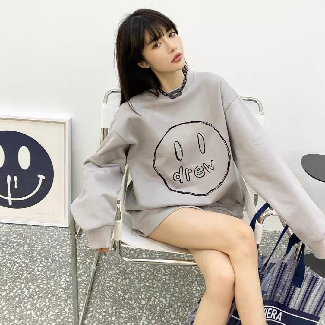 Drew Sketch Smiley Face Hoodie Pullover Sweatshirt