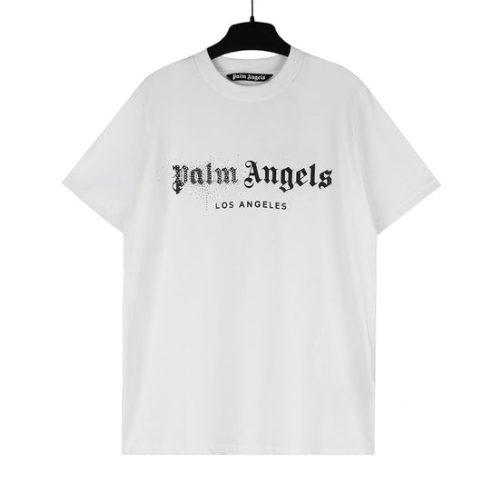 Palm Angels Rhinestone Letter Hip Hop T Shirt