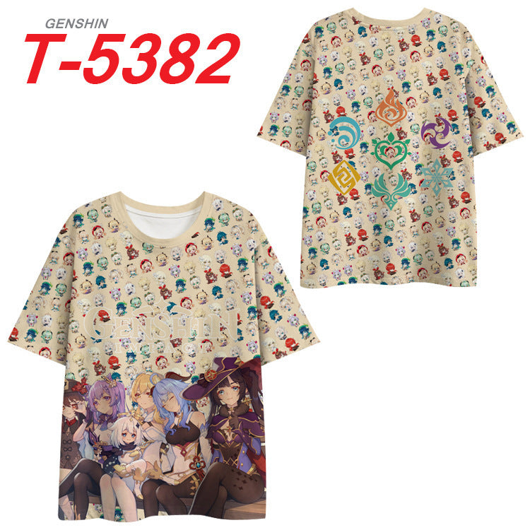 Fitspi Wholesale hot sale Original God surrounding the gameTT-shirt printed top full color Carved Qing Dada short sleeve loose half sleeve