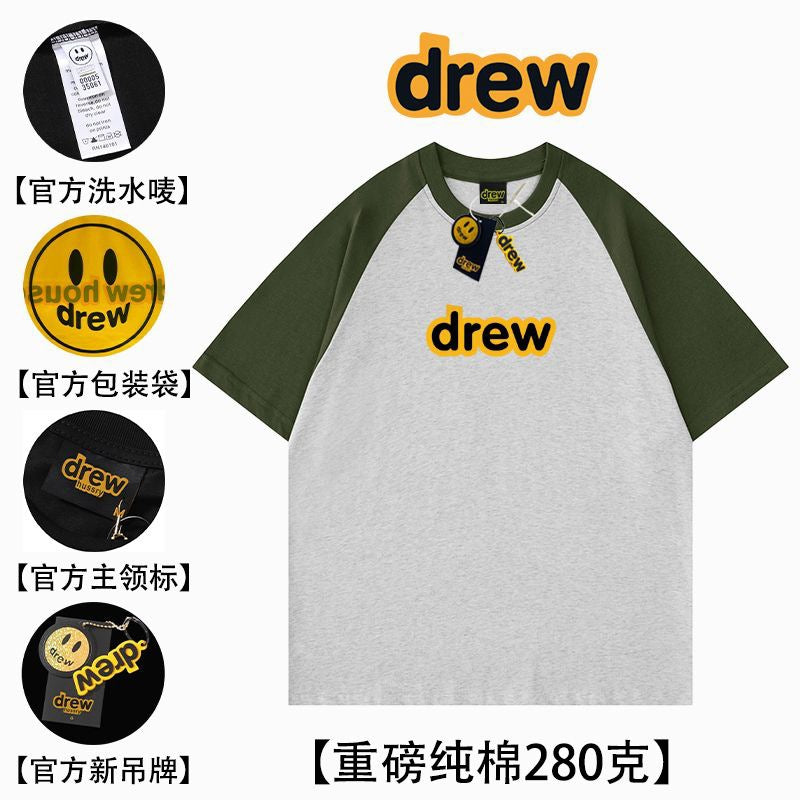 Drew Smiley Face Letter Raglan Cotton T-Shirt - product image 29