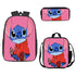 Stitch backpack schoolbag Anime lunch bag 3D Pencil case set