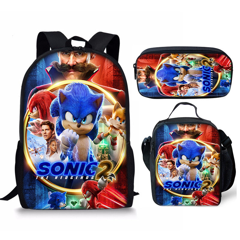 Sonic backpack schoolbag lunch bag pencil case set