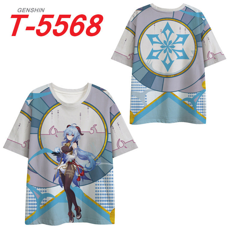 Fitspi Wholesale hot sale Original God surrounding the gameTT-shirt printed top full color Carved Qing Dada short sleeve loose half sleeve